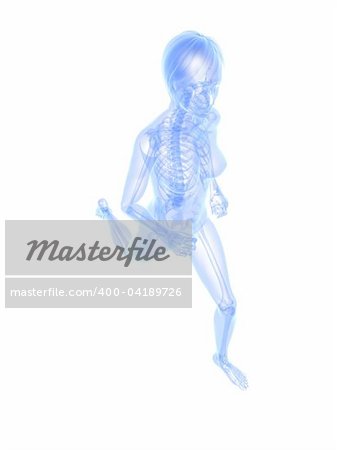 3d rendered x-ray illustration of a running woman