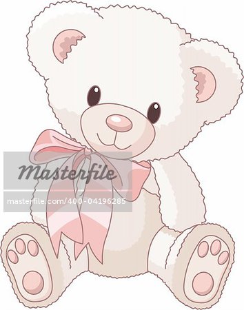 Illustration of Very Cute Teddy Bear with bow