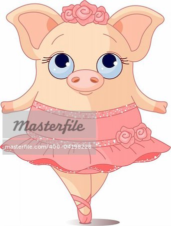 Illustration of very cute piggy ballerina
