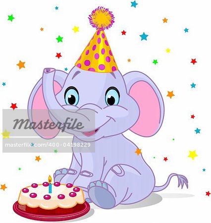 Illustration of Very Cute baby elephant Birthday