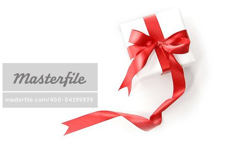 Red ribbon gift on white