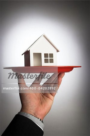 model of house on the tray.real estate concept