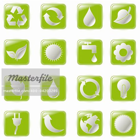 Vector illustration green environmental bubbles on white