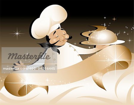 Chef with banner illustration