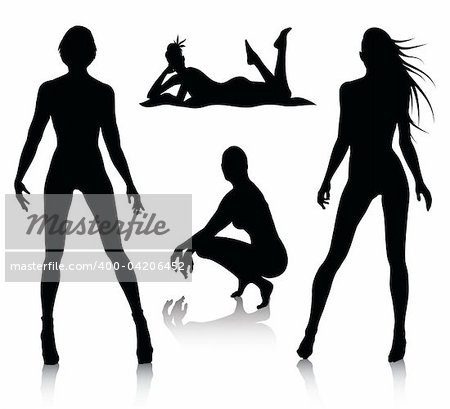 Vector set of woman silhouette