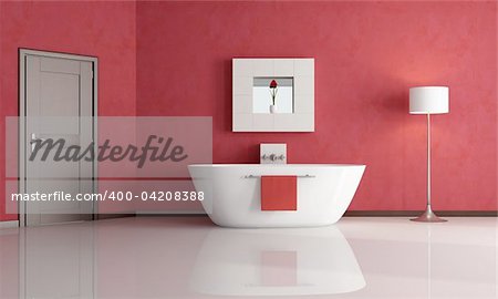 elegant minimalist red bathroom - rendering