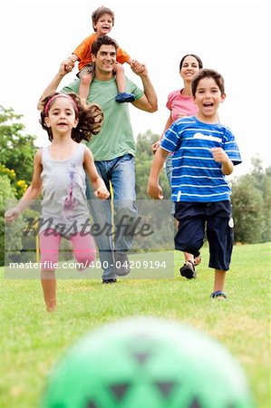 Family having fun outdoors