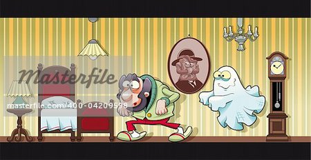 Haunted house. Funny cartoon and vector illustration