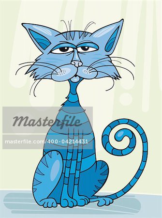 Illustration of sitting blue cat