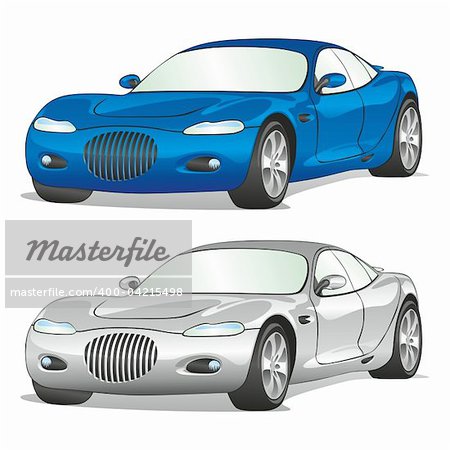 vector editable isolated cars with details