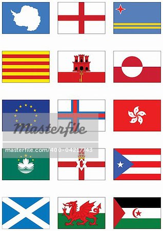 Complete vector set of flags from Australia and Oceania. All objects are grouped and tagged with the country name.