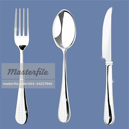 illustration of set of cutlery like fork, spoon and knife