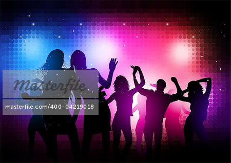 Party People Background - Vector dancing young people.