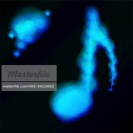 Blue glow music note. Illustration for your design.