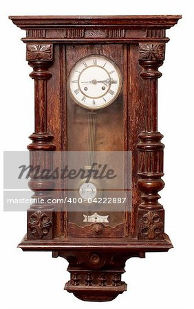 Antique clock isolated on white