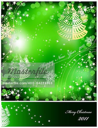 Green background with sparkles star. Vector illustration