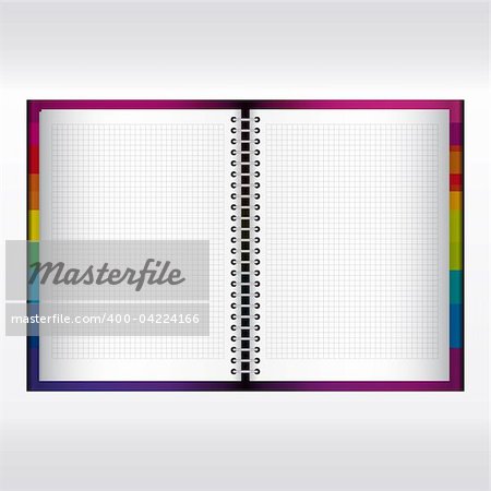 Vector spiral lined notebook isolated on white. Illustration for your design.