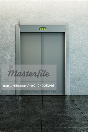 modern elevator with closed doors