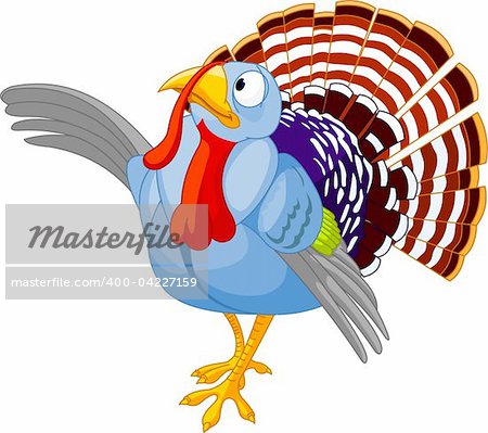 Illustration of Thanksgiving Cartoon turkey presenting