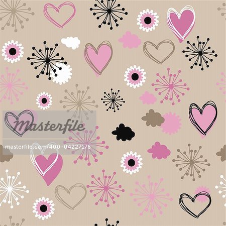 pattern with  hearts and flowers