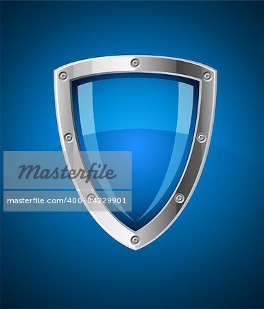 security shield symbol icon vector illustration on blue background