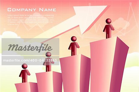 illustration of human icon on bar graph