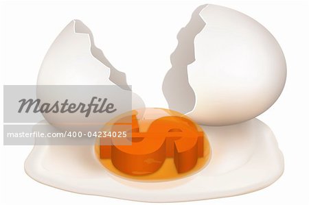 illustration of crash dollar egg on white background