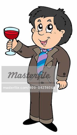 Cartoon wine drinker - vector illustration.