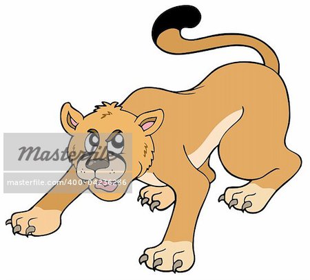 Cartoon puma on white background - vector illustration.