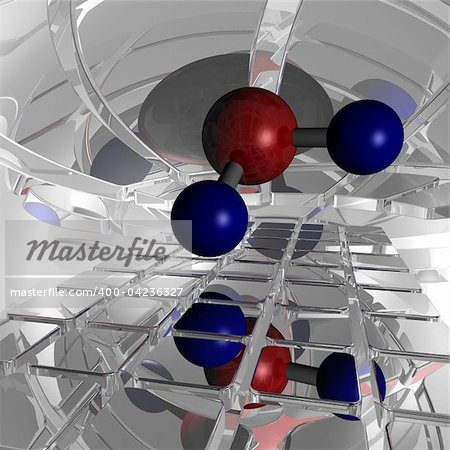 molecule in futuristic space - 3d illustration