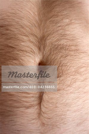 Male hairs belly, bellybutton in light from window