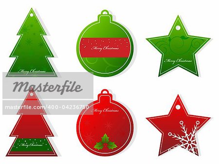 Set of vector christmas red and green tags