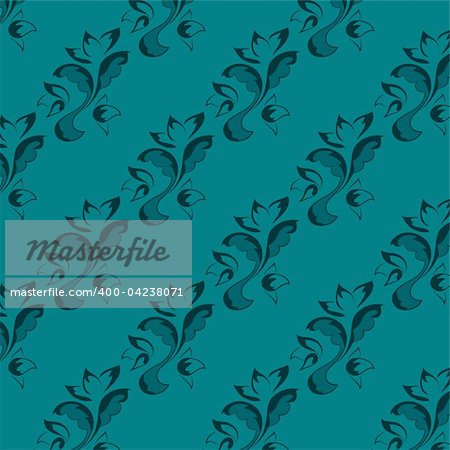Vector floral seamless blue  background