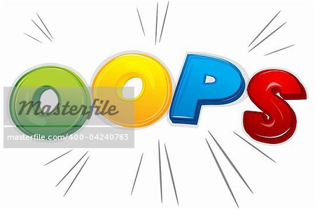 illustration of oops on white background