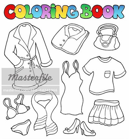 Coloring book dress collection 1 - vector illustration.