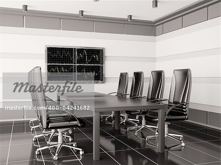 Modern boardroom with lcd interior 3d render