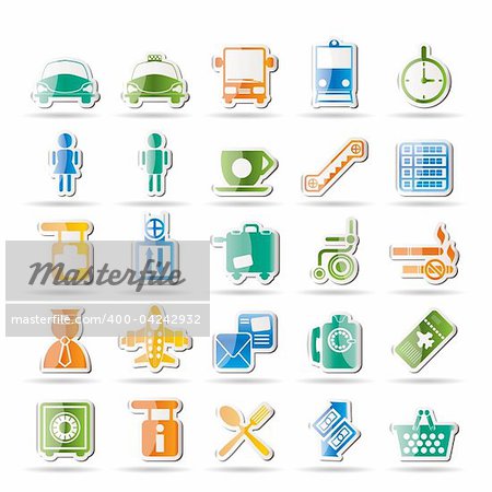 Airport, travel and transportation icons -  vector icon set