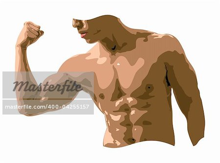 A vector image of a male torso flexing biceps