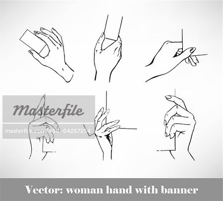 Set of vector banners held by hand