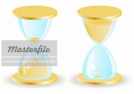 Two vector hourglass or sand clock icons. EPS8