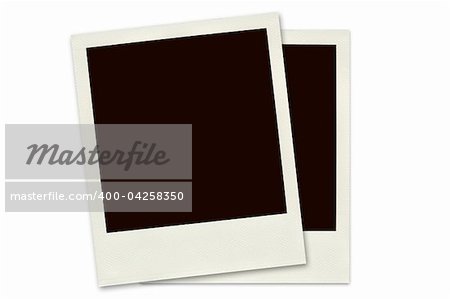 Two Polaroid frames isolated on a white background