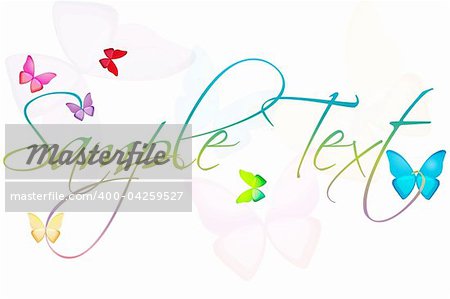 illustration of sample text with butterflies on an isolated background