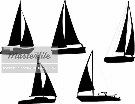 sail boats silhouette - vector