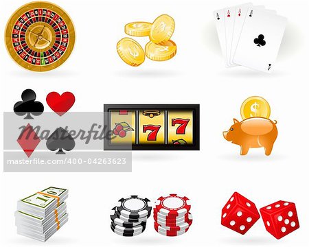 Playing cards, Roulette Wheel and gambling chips