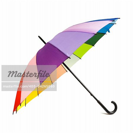 multicolored rainbow umbrella - isolated on white background