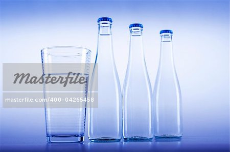 Fresh water drink on blue background