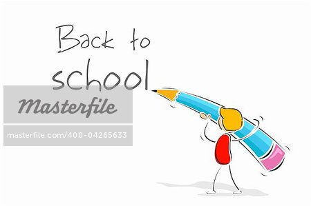 illustration of back to school with colorful pencil on white background
