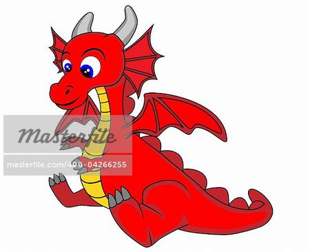 vector illustration of a cute dragon . No gradient