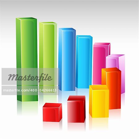 illustration of colorful growing graph on white background