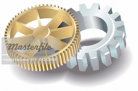 Two 3D gears, vector illustration